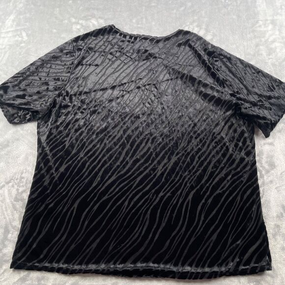 Lord & Taylor Top Womens 1X Velvet Zebra Print Semi-Sheer Vintage Made in USA - Picture 4 of 12